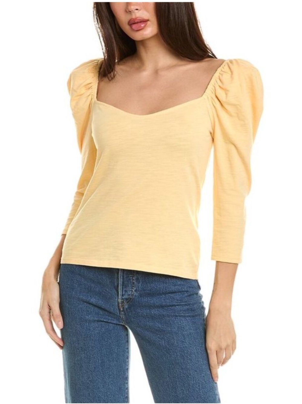 Nation LTD Arabelle Party Top Puff Sleeves in Post It Soft Yellow Size XS